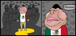 meximutt, 'toss, arm, big lips, black hair, brown skin, closed mouth, clothes, comic, fat