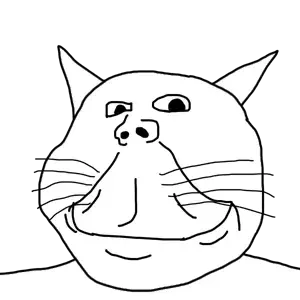 gapejak, impish soyak ears, henry, massjak, massmeowjak, wholesome soyjak, 1soyjak, closed mouth, exaggerated philtrum, front view