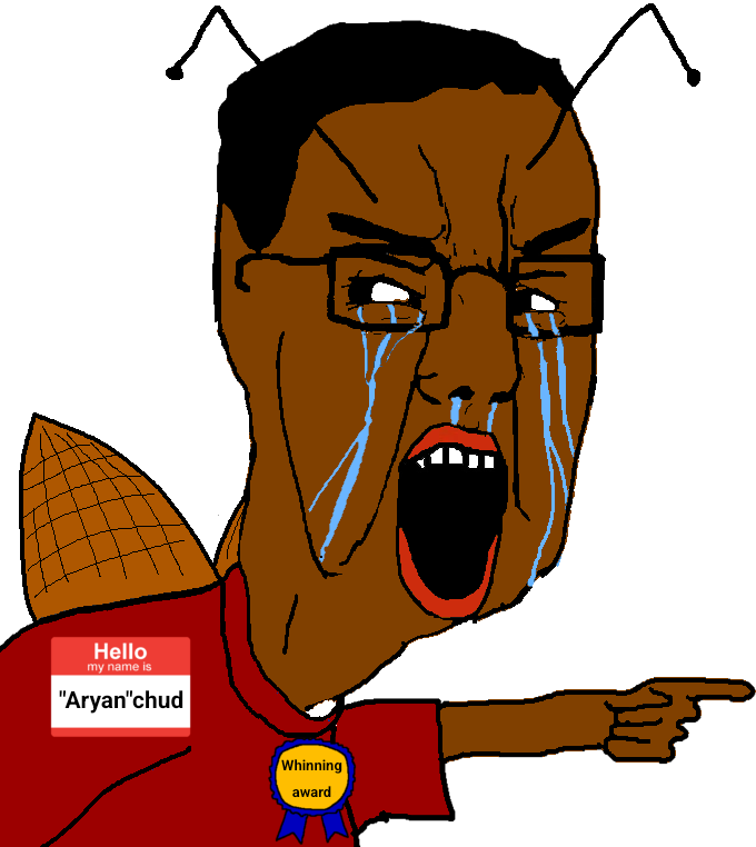 chudjak, 1soyjak, angry, animal, award, black eyes, black hair, brown skin, bug, cockroach