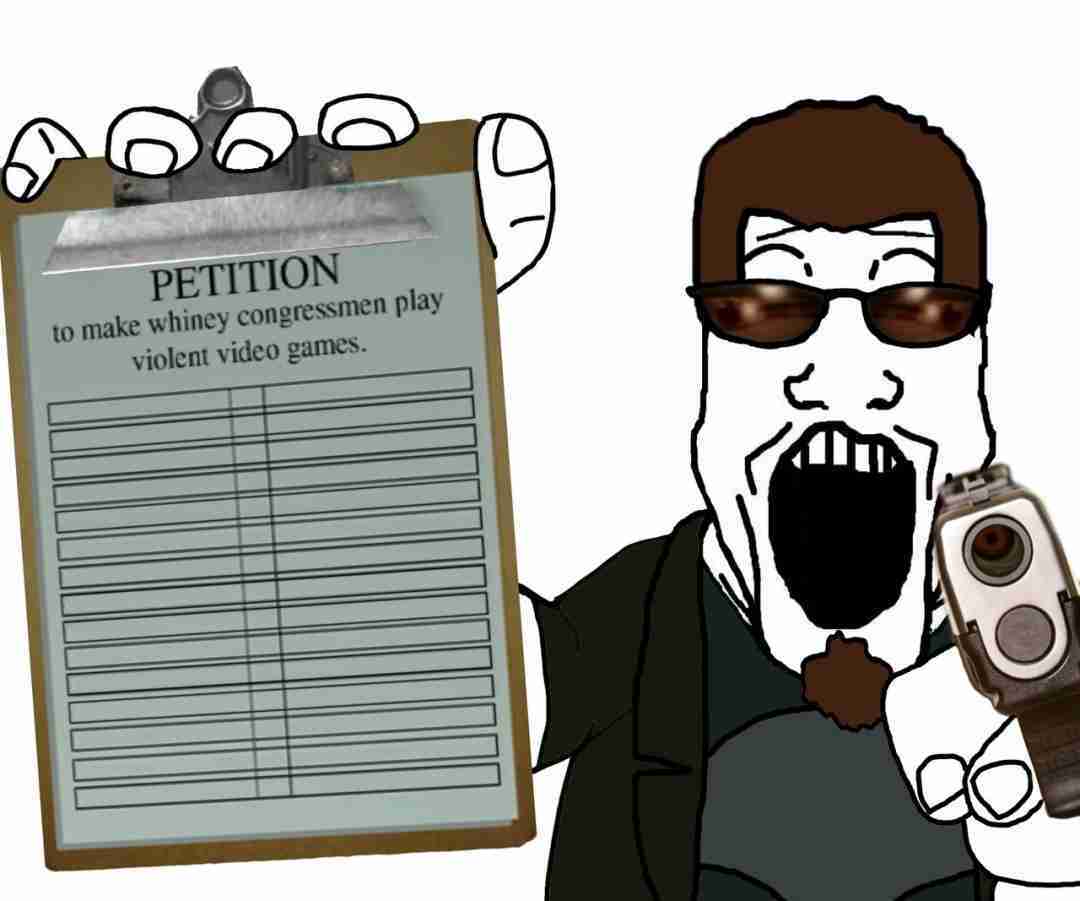 postal dude, markiplier soyjak, brown hair, clipboard, clothes, glasses, goatee, gun, hair, hands