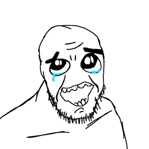 feraljak, 1soyjak, angry, bald, black eyes, bushy eyebrows, derp, eyebrows, front view, happy