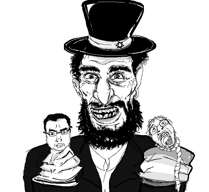 happy merchant, bernd, chudjak, chudjak front, 2soyjaks, black and white, clothes, evil, hat, holding object