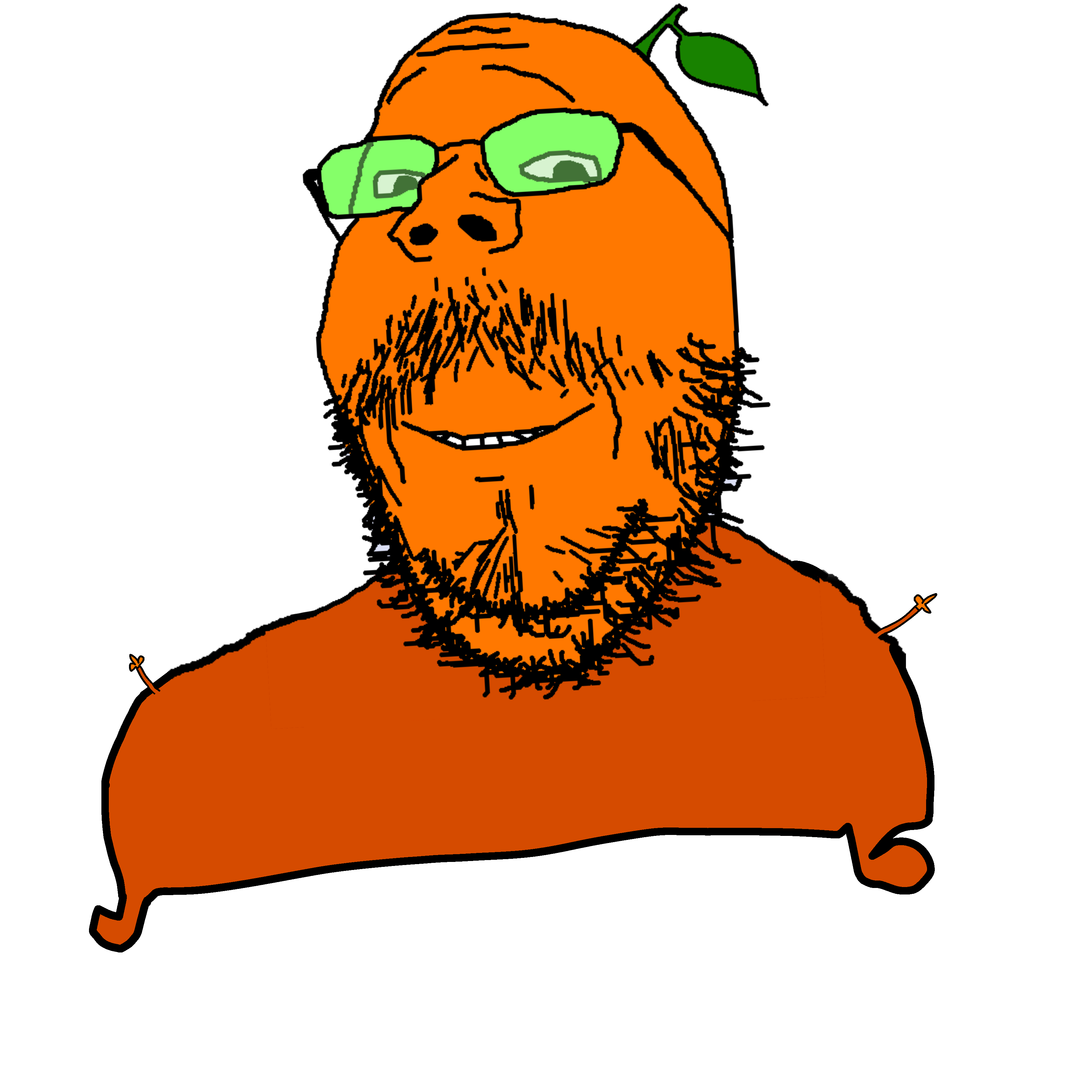 gapejak, mustached gapejak, frootmoji, 1soyjak, bald, beard, closed mouth, front view, full body, glasses