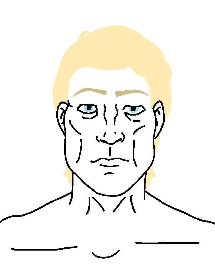 pajeetjak, pajeetaryan, pajeetaryan front, 1soyjak, blonde hair, blue eyes, closed mouth, front view, hair, looking at you
