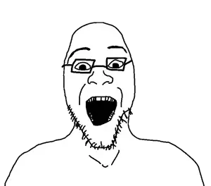jonathan, 1soyjak, bald, black eyes, front view, looking at you, monochrome, open eyes, open mouth, portrait