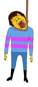 bernd, hanging troonjak, troonjak, ack, brown hair, closed eyes, clothes, crying, dead, frisk