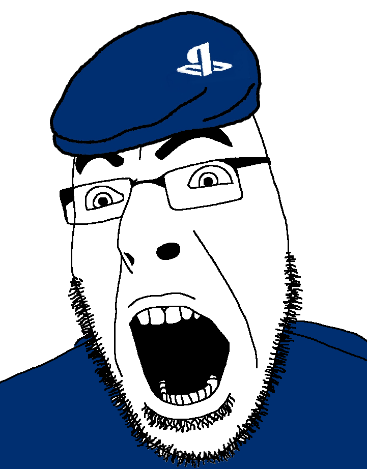 cobson, 1soyjak, beret, black eyes, black hair, blue clothing, clothes, excited, glasses, hair