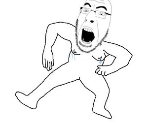 cobson, 1soyjak, animated, arm, bald, black eyes, black hair, dance, excited, fat