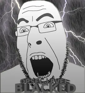 opsec demon, cobson, opsec level, 1soyjak, bald, bbc, black eyes, black hair, blacked, excited