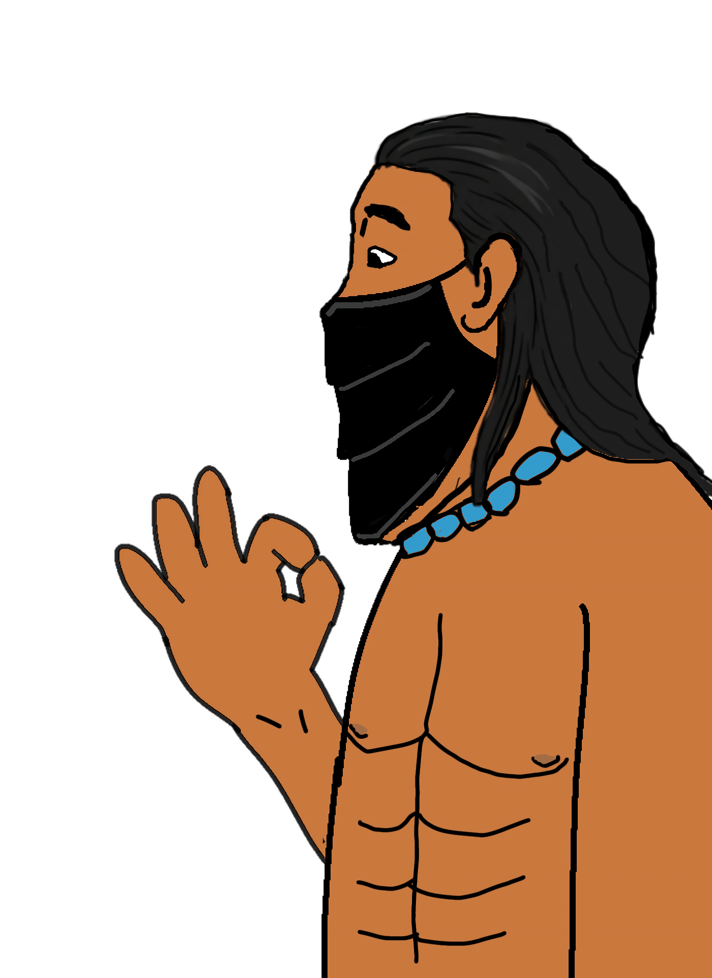 chudjak, markiplier soyjak, chudplier, sidechudplier, 1soyjak, apache, black eyes, black hair, brown skin, buff