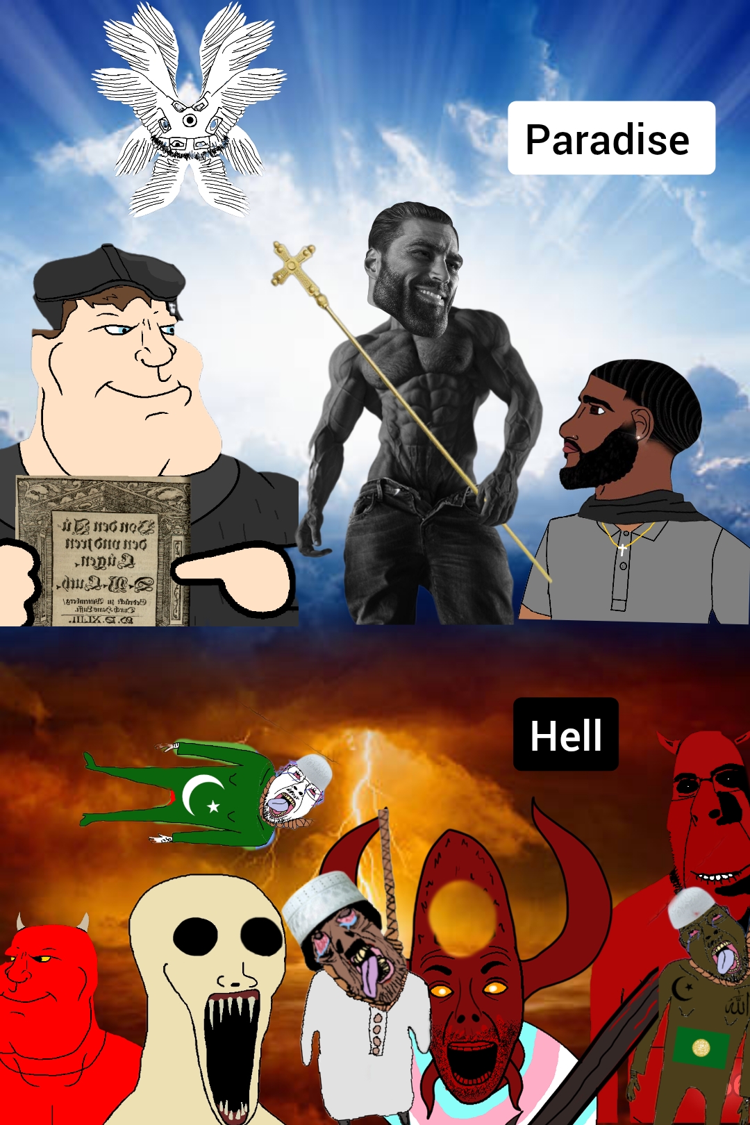 black tradcath, gigachad, rapeson, yes chad, bernd, cobson, el perro rabioso, excited soyjak, markiplier soyjak, meximutt