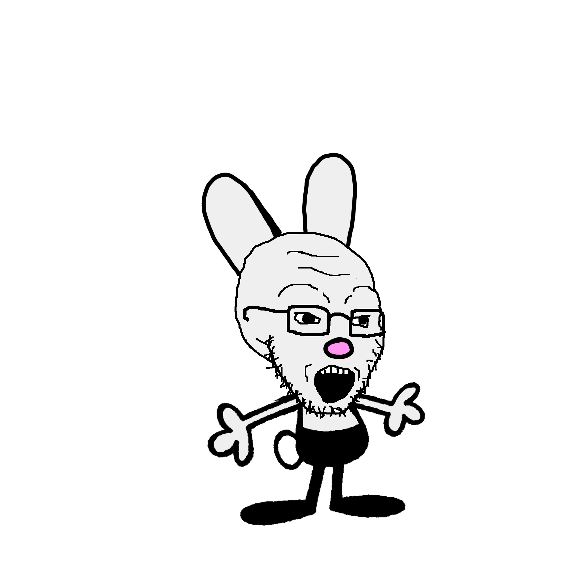 soyak, 1soyjak, animal, bald, belly, belly button, black pants, cartoon, doodle toons, full body
