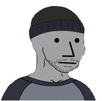 npc wojak, wojak, 1nas, beanie, black beanie, black eyes, black hat, black shirt, closed mouth, clothes