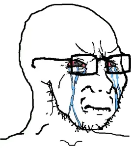 soyak, soyak (crying), soyak 3/4, 1soyjak, angry, bald, bloodshot eyes, closed mouth, crying, glasses