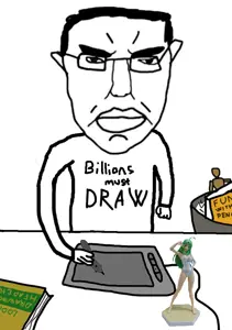 chudjak, pol face, angry, anime, artist, book, closed mouth, draw pad, ear, figurine