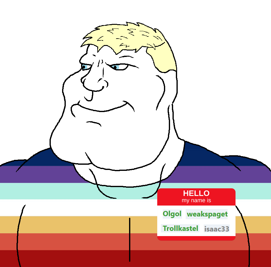 meximutt, mexiaryan, aryan, a10 eyes, blonde hair, blue eyes, buff, flag shirt, hair, name tag