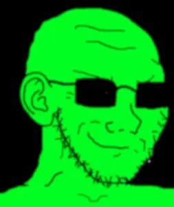 soyak, soyak (smug), glowie, black background, closed mouth, ear, glasses, glowing, green skin, smug