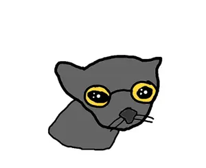 lolkek cat, closed mouth, cobson killer, glasses, gray skin, open eyes, soot colors, whisker, yellow glasses, lolkek