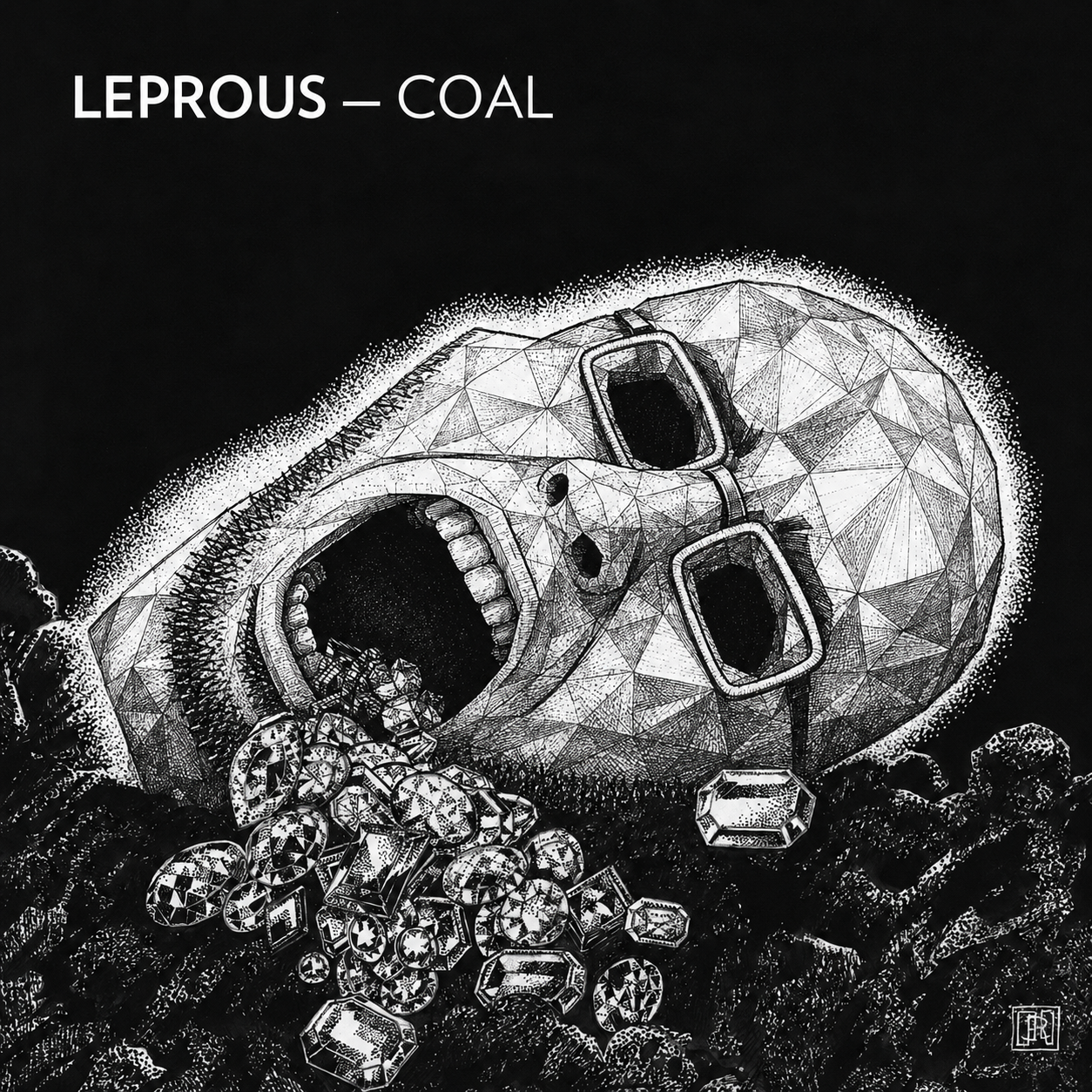 cobson, 1soyjak, album cover, bald, black background, bone, bones, coal, dead, front view