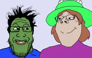 pepe, gapejak, markiplier soyjak, are you soying what im soying, femjak, 2soyjaks, amphibian, animal, closed mouth, clothes