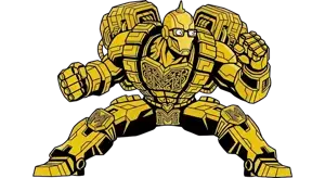 gapejak, armor, full body, glasses, mustard, no mouth, robot, transparent background, yellow skin, mustard
