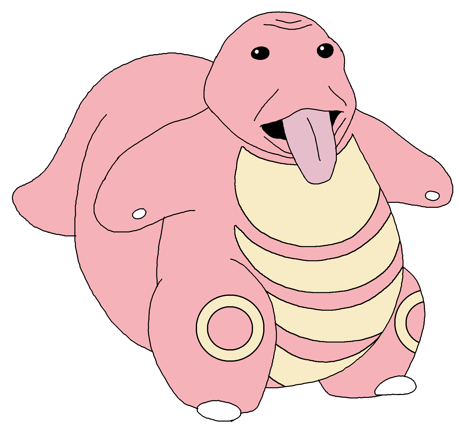 fatbvllorsomething, lickitung, jeetmunculus, gotta 'jak 'em all, creature, full body, hands, lickitung, long tongue, open mouth