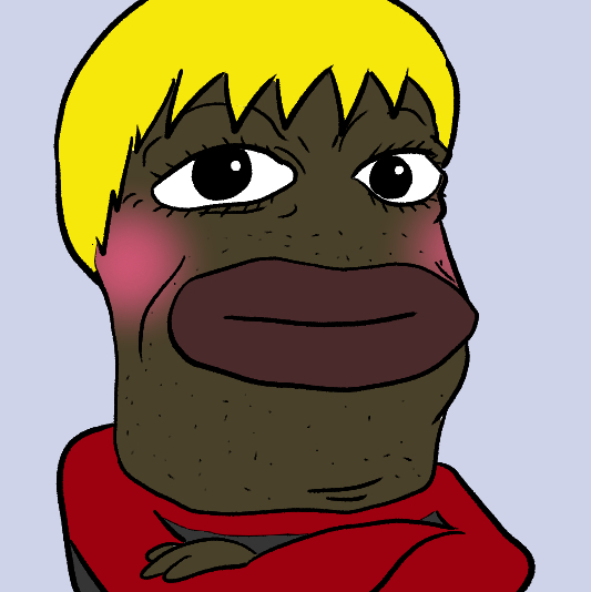 pepe, alicia, hunky twink sex machine, hunky twink sex machine, big lips, black eyes, blonde hair, blush, bob (frog), brown skin