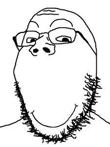gapejak, good boy, 1soyjak, alternate, bald, closed mouth, glasses, good boy, raised eyebrows, smile