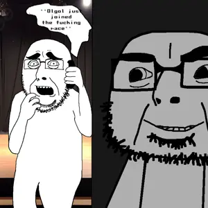 cobson, cobsontalks, olgolstein, literal who for senate, 2soyjaks, bald, looking at you, skinny, stage, uncolored skin