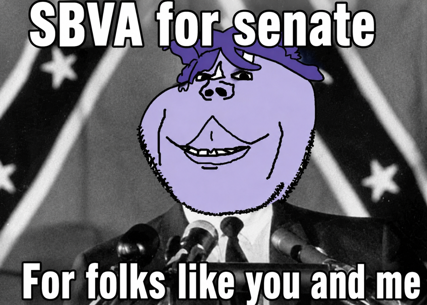 trish (goodbye volcano high), trish (snoot game), gapejak, literal who for senate, 1soyjak, closed mouth, confederate, george wallace, hair, open eyes