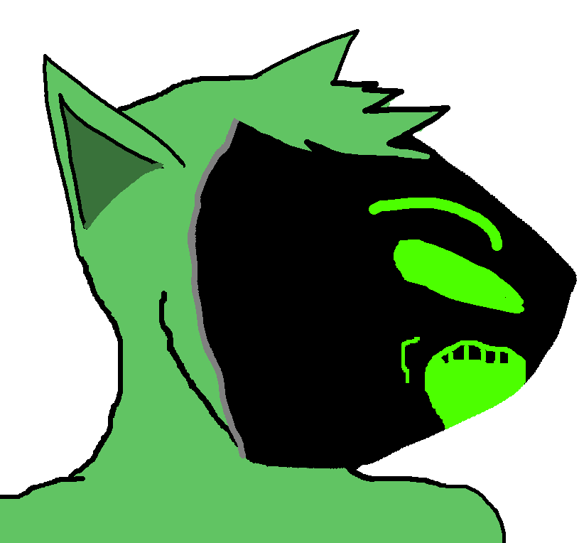 soyak, 1soyjak, cat ears, ear, ears, furry, green eyes, green hair, green skin, looking to the right