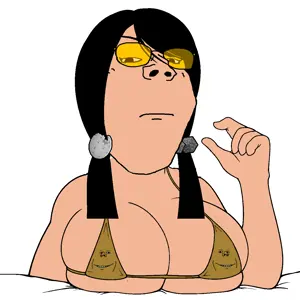 gapejak, impish soyak ears, 2soyjaks, black eyes, black hair, closed mouth, cobblestone, fat, frown, hair