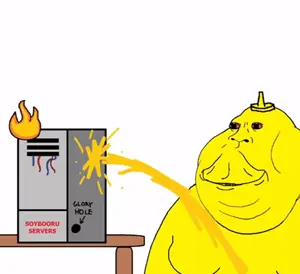 meximutt, bantujeet, bantumutt, animated, arrow, bloodshot eyes, fat, gloryhole, obese, pee