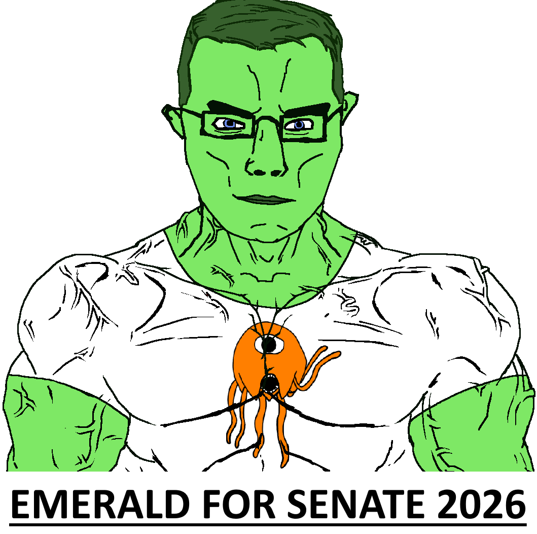 chudjak, stinger flynnjak, chudjak front, muscular chud, literal who for senate, buff, green hair, green skin, looking at you, muscles