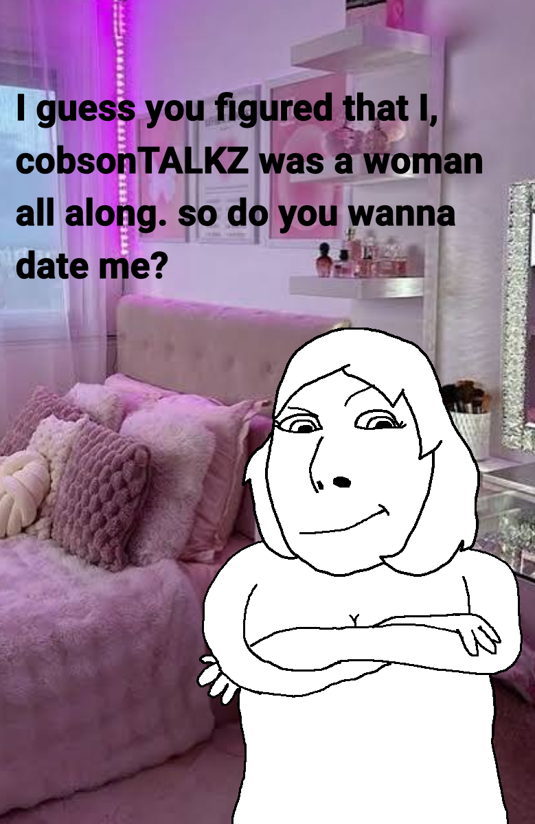 cobson, cobshetalks, cobsontalks, female cobson, femjak, foidjaks, bedroom, crossed arms, eyebrows, female