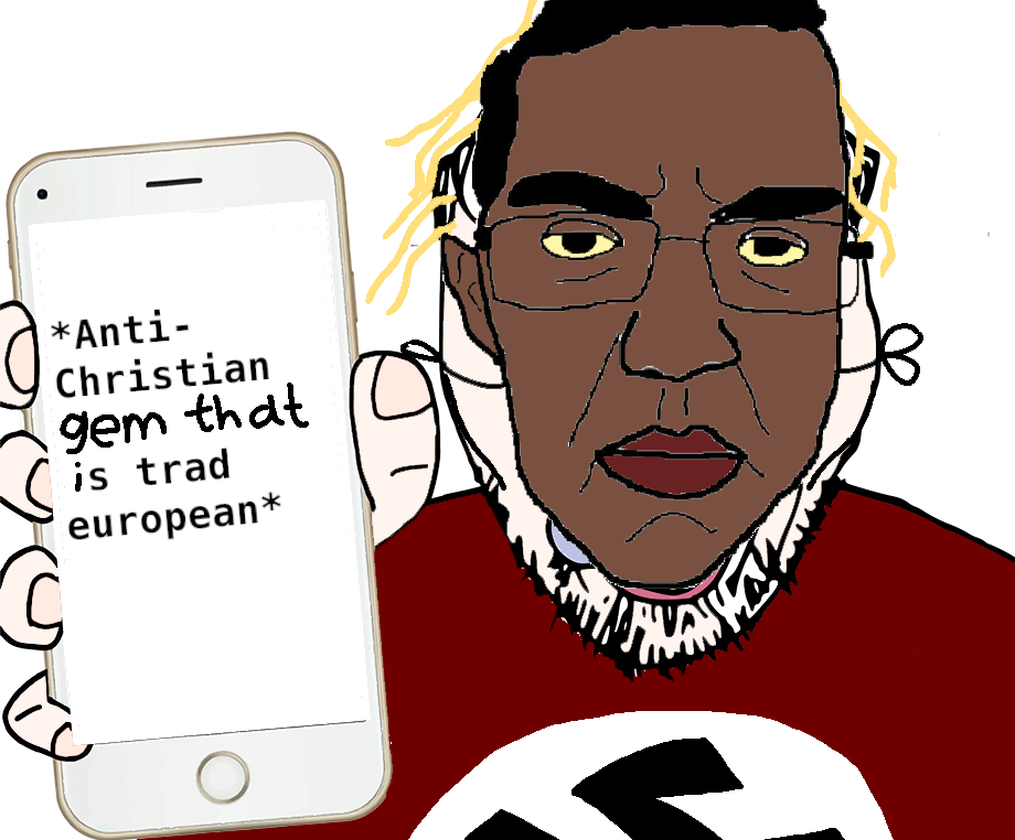 bernd, chudjak, pol face, aryan, 2soyjaks, a10 eyes, blonde hair, brown skin, christianity, chud