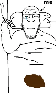 214700 - soybooru.com - alone bed blanket cigarette closed_eyes closed_mouth crying markiplier_soyjak me me_and_your_mom miserable neutralplier pee_stain pillow piss piss_stain sad shirtless smoke.jpg
