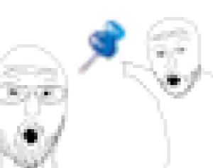 two pointing soyjaks, 2soyjaks, arm, glasses, hands, looking at you, mustache, open mouth, pixelated, pointing