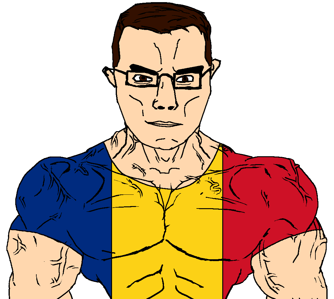 chudjak, chudjak front, muscular chud, 1soyjak, brown eyes, brown hair, buff, chud, closed mouth, glasses