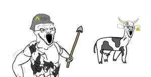 soyak, 2soyjaks, angry, animal, bloodshot eyes, buff, clothes, cow, crying, glasses