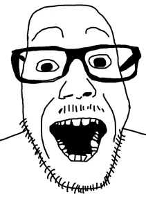 punkjak, nupunkjak, 1soyjak, bald, glasses, monochrome, mustache, open eyes, open mouth, skinny