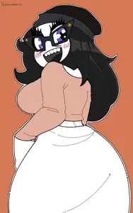 soytan, art, ass, back view, beanie, big breasts, blush, breasts, clothes, hair