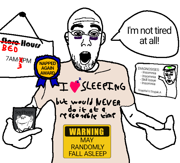 impish soyak ears, shirtjak, two pointing soyjaks, bald, forehead lines, glasses, pointing at shirt, shirt, speech bubble, stubble