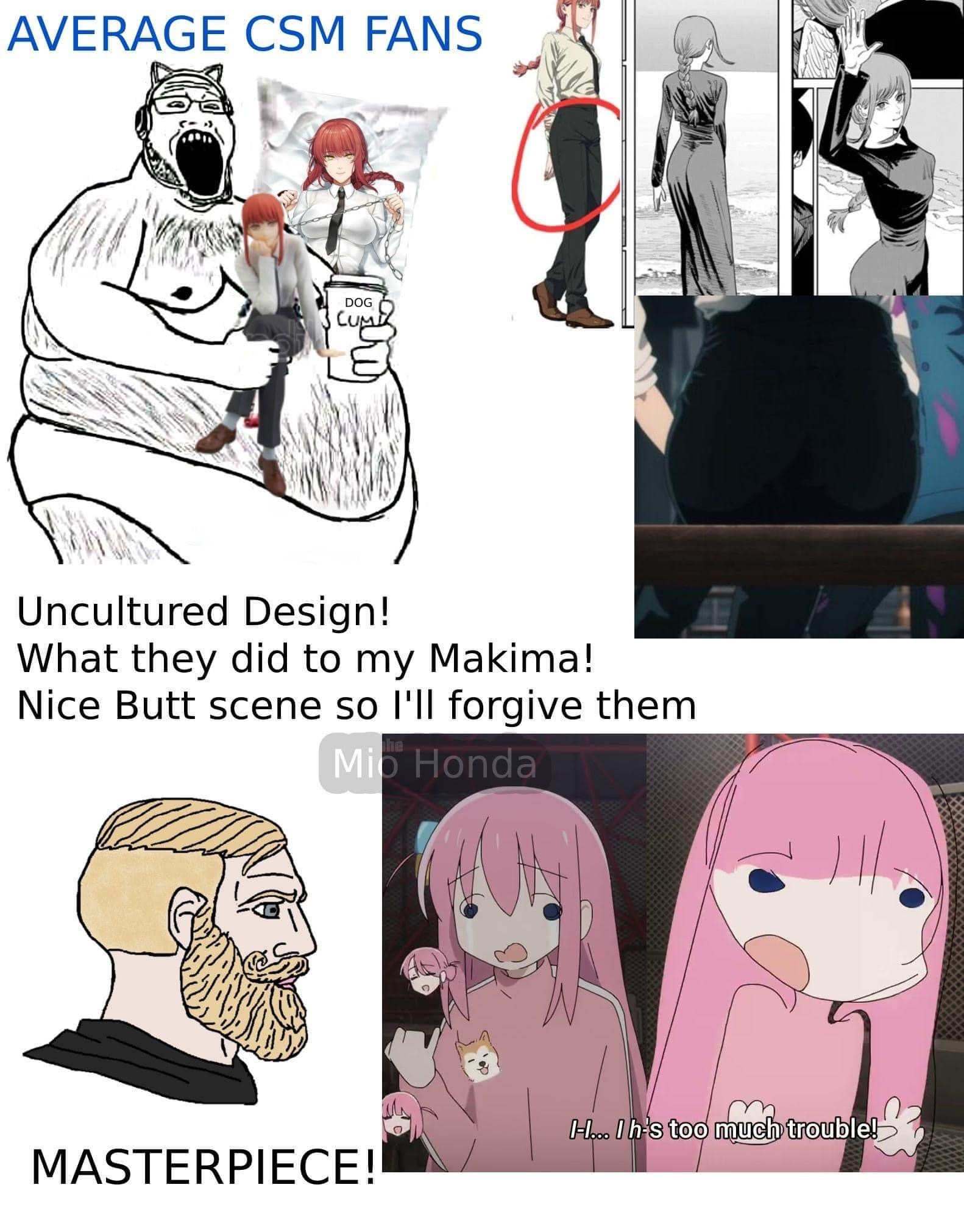 yes chad, markiplier soyjak2, anime, ass, beard, blonde hair, bocchi the rock, body pillow, cat ears, ear
