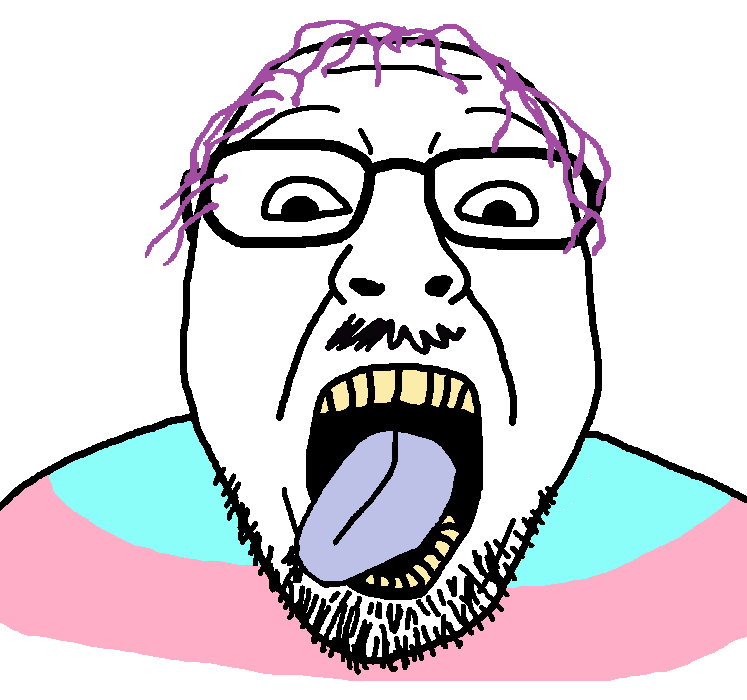 bernd, retraced bernd, retraced ugly personjak, ugly personjak, flag, flag shirt, mustache, purple hair, tongue, ugly person