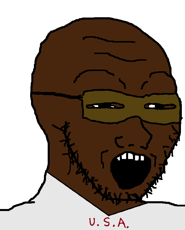 soyak, bald, black skin, brown skin, cargo cult, cult, cultist, eyebrows, eyewear, gape