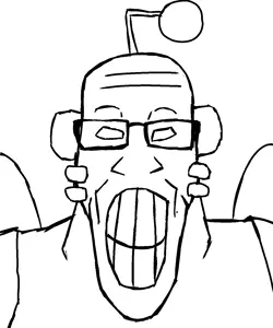 markiplier soyjak, buck teeth, invincible, monochrome, reddit, robot