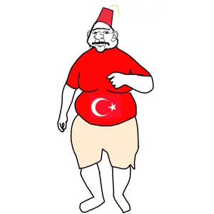 sectionalism, impish soyak ears, ishish soyak ears, clothes, country, fat, fez, flag, mustache, shorts