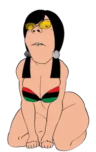 gapejak, female gapejak, femjak, foidjaks, ass, big breasts, biting lips, black hair, bra, breasts