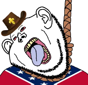 impish soyak ears, 1soyjak, ack, bald, bloodshot eyes, chin, clothes, cowboy hat, double chin, ear